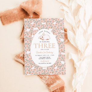 Convite para aniversário de 3 anos de Coelhinhos d