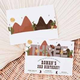 Convite para aniversário de 3 anos de cowboy ocide