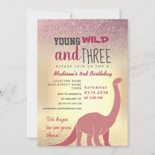 Convite para aniversário de 3 anos de Menina Rosa