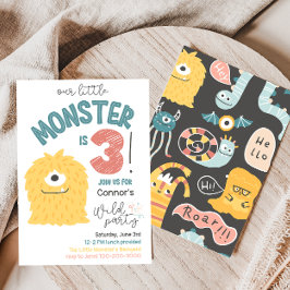 Convite para aniversário de 3 anos de monstro amar