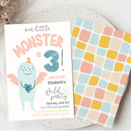 Convite para aniversário de 3 anos de Monstro Boni