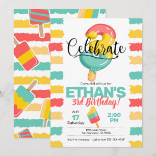 Convite para aniversário de 3 anos de Verão com pi