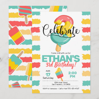 Convite para aniversário de 3 anos de Verão com pi