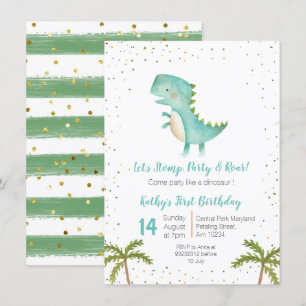 Convite para aniversário de 3 anos do Boy Dino Tr