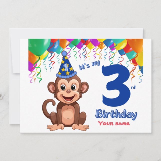 Convite para aniversário de 3 anos, Personalização (Frente)