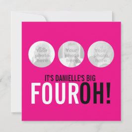 Convite para aniversário de 40ª FOUROH!, cor-de-ro