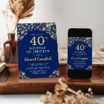 Convite para aniversário de 40 anos Azul e Dourado<br><div class="desc">Adicione um pouco de elegância ao seu dia especial com nosso Elegante Marinho Azul e Dourado Convite de Aniversário. Com confete de ouro em um rico fundo azul marinho, é a escolha perfeita para dar o tom para sua celebração. Personalize os detalhes e faça seu evento brilhar. Peça o seu...</div>
