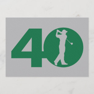Convite para aniversário de 40 anos Cinza de Golf