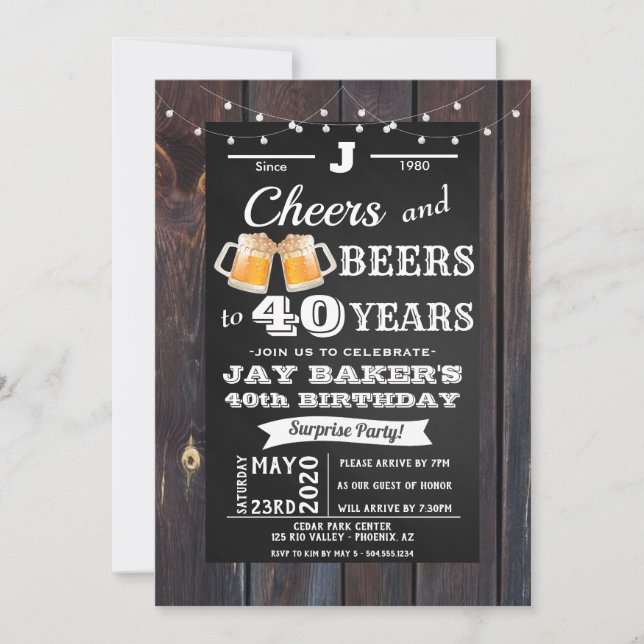 Convite para aniversário de 40 anos, Convite para  (Frente)