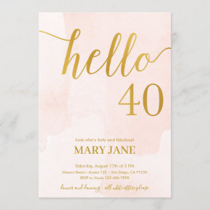 Convite para aniversário de 40 anos de blush e ou