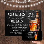 Convite para aniversário de 40 anos de cervejas e<br><div class="desc">Aplausos e cervejas. Convites de aniversário. É fácil personalizar. Todo o texto é ajustável e fácil de mudar para as necessidades do seu próprio partido. Elementos de fundo do quadro e da rústica. Diversão Chalkboard espirra e floresce. Caneca de cerveja de aquarela. Convites para ele. design de aniversário de CHURRASCO...</div>