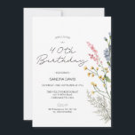 Convite para aniversário de 40 anos de Flores Selv<br><div class="desc">Aniversário de 40 anos de Flores Selvagens Modernas Convite à apresentação de aniversário de 40 anos de Flores Selvagens Temedoras com um arranjo de flores selvagens em várias cores e um moderno cabeçalho de imagem de fonte de caligrafia monofline. Este adorável convite para aniversário de 40 anos de flor silvestre...</div>