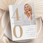 Convite para aniversário de 40 anos de Fotografia<br><div class="desc">Convite para aniversário de 40 anos de Fotografia Dourada Elegante</div>