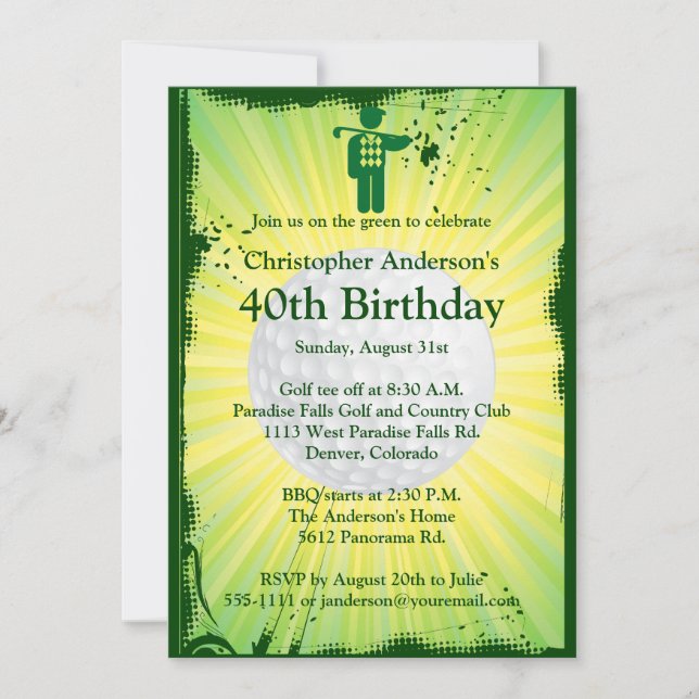 Convite para aniversário de 40 anos de Golfe Golfe (Frente)