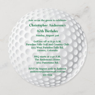 Convite para aniversário de 40 anos de Golfe Masc