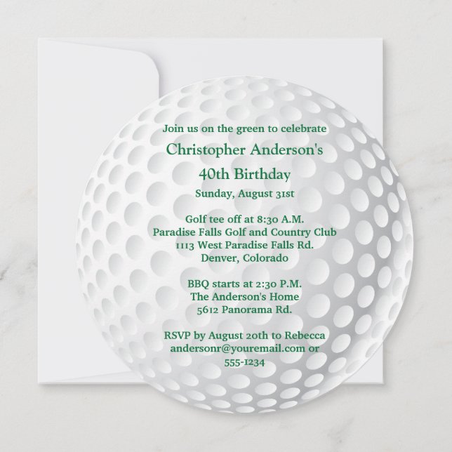 Convite para aniversário de 40 anos de Golfe Mascu (Verso)