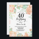 Convite Para aniversário de 40 anos De Pessegueira<br><div class="desc">Convite Para aniversário de 40 anos De Pessegueira Botânica Convite de Aniversário para Mulheres de Rosa Floral Flor Floral de Água. Rosa Rosa Rosa Elegante e Flores de Pequim. Aniversário Adulto. Fundo Branco.Preto & Branco. 13 15 16º 18º 20 21 rua 30 40º 50º 80 de 60º 70 de 100º,...</div>