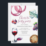 Convite para aniversário de 40 anos de Provando de<br><div class="desc">Celebre seu quadragésimo aniversário em estilo com este elegante convite para aniversário de 40 anos de vinho, perfeito para qualquer entusiasta de vinho planejando um provando de vinho chic, festa de janto ou encontro inspirado no festival de vinho. Apresentando ilustrações sofisticadas de aquarelas de um copo de vinho, uvas, fig,...</div>