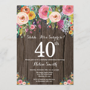 Convite para aniversário de 40 anos de Surpresa F