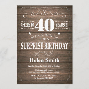 Convite para aniversário de 40 anos de Surpresa Ru