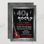 Convite para aniversário de 40 anos de Violão Rock<br><div class="desc">40 Rocks Rockstar Electric Guitar Metal Metallic Silver Glitter 40th Surprise Birthday Invitation</div>