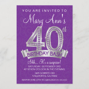 Convite para aniversário de 40 anos Diamond - Mar