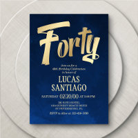 Convite para aniversário de 40 anos Dourado Marinh
