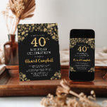 Convite para aniversário de 40 anos Elegante Preto<br><div class="desc">Adicione um pouco de elegância ao seu dia especial com nosso Elegante Concurso de Aniversário Negro e Dourado. Com confete de ouro em um fundo preto rico,  é a escolha perfeita para dar o tom para sua celebração. Personalize os detalhes e faça seu evento brilhar. Peça o seu hoje!</div>