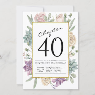 Convite para aniversário de 40 anos Floral