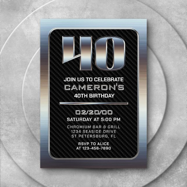 Convite para aniversário de 40 anos masculino (Criador carregado)