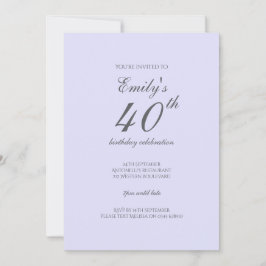 Convite para aniversário de 40 anos minimalista de