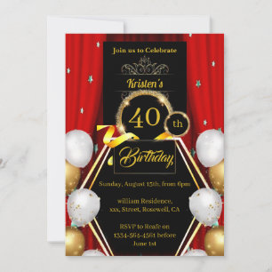 Convite para aniversário de 40 anos personalização