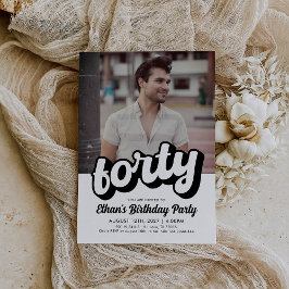 Convite para aniversário de 40 anos retrô | Quaren