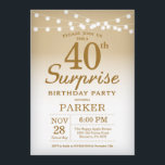 Convite para aniversário de 40 anos surpresa Doura<br><div class="desc">Convite para aniversário de 40 anos surpresa com luzes de cordas Douradas. Dourado aniversário. Aniversário Adulto. Homens ou Mulheres no Dia Convidam. 13 15 16º 18º 20 21 rua 30 40º 50º 80 de 60º 70 de 100º, qualquer idade. Para mais personalização, clique no botão "Personalizar" e use a ferramenta...</div>