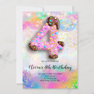 Convite para Aniversário de 4 Anos de Meninas