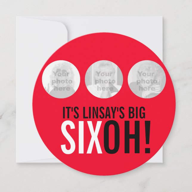 Convite para aniversário de 60ª SEXOH!, vermelho e (Frente)