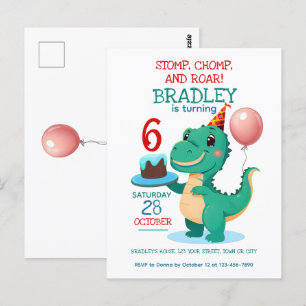 Convite para Aniversário de 6 anos do T Rex Dinoss