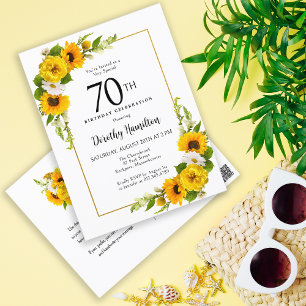 Convite para Aniversário de 70 anos Sunflower Dais