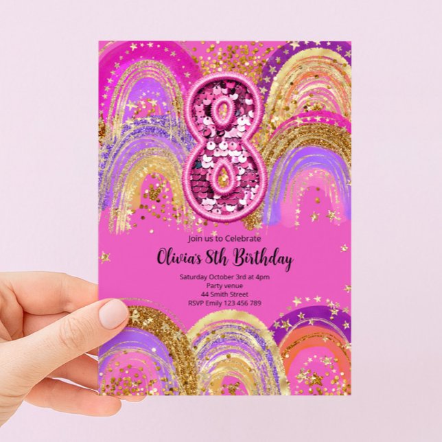 Convite para Aniversário de 8 Anos Meninas (Criador carregado)