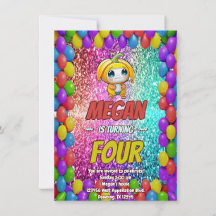 Convite para aniversário de animação de Banana par