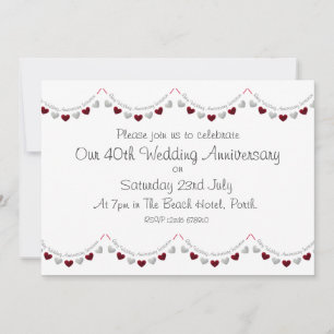 Convite para aniversário de casamento da 40ª Ruby