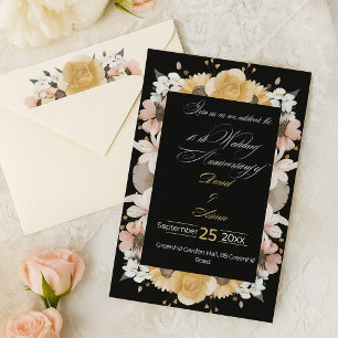 Convite para aniversário de casamento Elegante flo