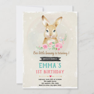 Convite para aniversário de coelho