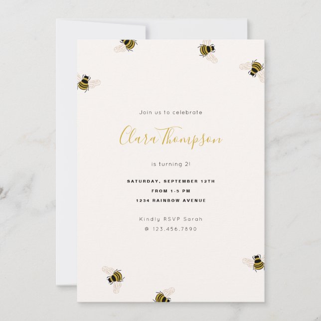 Convite para Aniversário de criança de Abelhas de  (Frente)