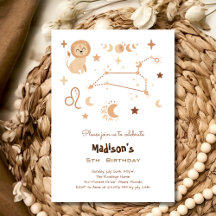 Convite para aniversário de criança de boho Leo zo