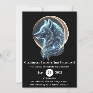 Convite para Aniversário de criança de Lobo Galáxi