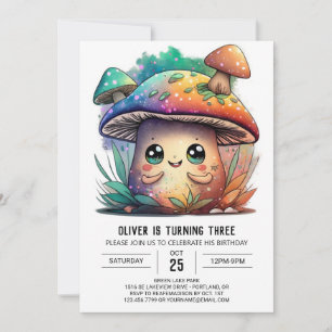 Convite para Aniversário de criança de Mushroom Ed