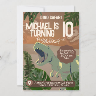Convite para aniversário de criança: Dino Safari,