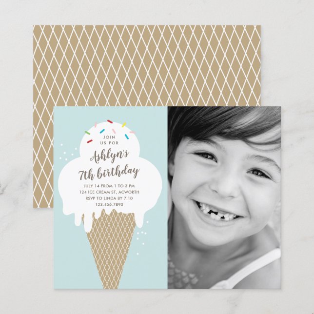 Convite para aniversário de criança do cone do Sor (Frente/Verso)