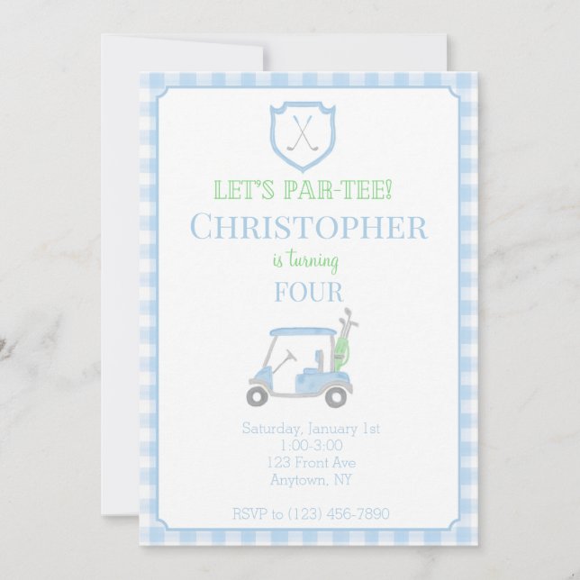 Convite para Aniversário de criança Par-Tee de vam (Frente)